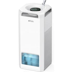 Afloia Air Purifier and Humidifier Combo in One-Cool Mist Evaporative for Home Bedroom Large Roome up tp 3000ft, with Humidity&Air Quality Sensor, Remove Pets Hair Mold Dust Odor Pollen Smoke, White