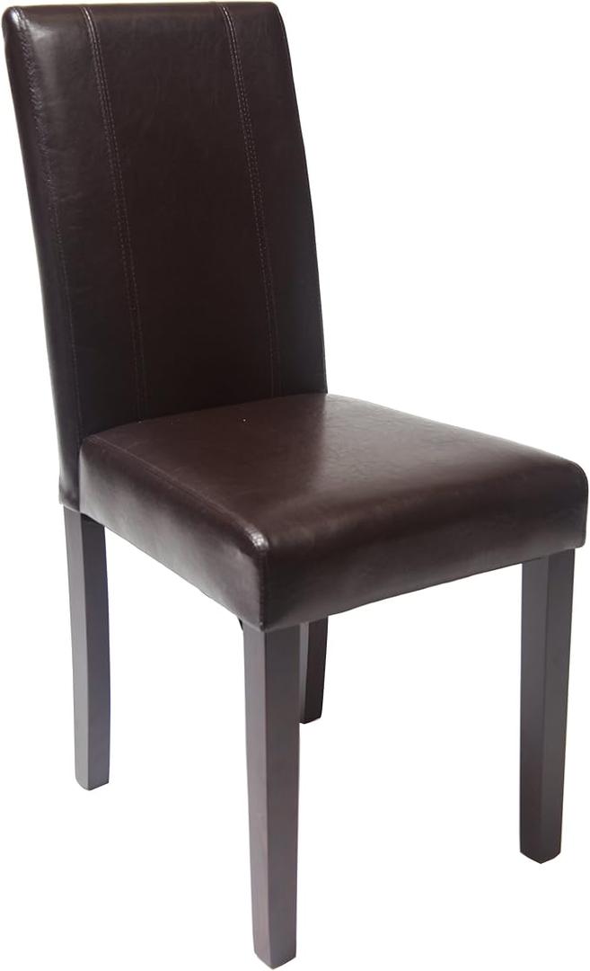 Roundhill Furniture C020BR Urban Style Solid Wood Leatherette Padded Parson Chair, Brown
