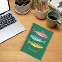 3 x Dark Green Fishes Spiral Notebook, Ocean Spotted Fish Journal, Coastal Beach Journals for Writing, French Le Poisson Marine Biology Notebooks for Note Taking, 5.5x8.3 Inch