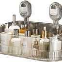 Clear Bathroom Shower Caddy, Wall Mount Storage Shelf with Suction Cups,Bathroom Storage Shelf 12.7x4.5x3.5 inchesLoad-bearing capacity: 22Ib 1piece (transparent)