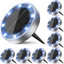 Peasur Mini Solar Ground Lights Outdoor, 8 Pack Flat Solar Powered Disc Lights, IP68 Waterproof, Anti-Rust, Landscape Lighting for Pathway Garden Yard Lawn Walkway Landscape Driveway, Blue