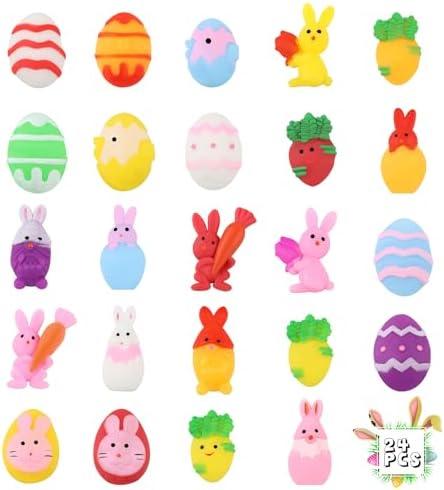 24 Pcs Easter Mochi Squishies Toys,Mini Chick Bunny Mochi Squeeze Easter Toys for Kids Party Favor,Cute Stress Relief Easter Egg Filler Basket Stuffer Gifts