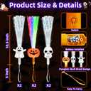 6 Pack Halloween Glow Sticks Fiber Optic Wands Light Up Toys, Glow in the Dark 3 Design Pumpkin, Skull & Ghost Wand with Flashing Modes, Halloween Party Favor for Kids, Trick or Treat,Goodie Bag Gifts