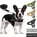 SlowTon No Pull Dog Harness - Heavy Duty Dog Harness and Leash Set for Dogs, Reflective Tactical Harness with Soft Padded and Front Clip for Easy Walk and Training (Black, Medium)
