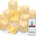 Topstone Remote Controlled Led Tea Lights,Flameless Candles with Timer,CR2450 Battery Powered Candles, Electric Votive Candle,for Festival Decoration and Wedding,Pack of 12,Warm White Light Color
