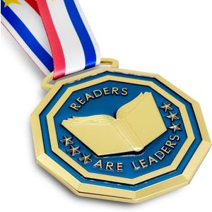 3.1'' Reading Award Medal - Heavy Duty Reading Superstar Necklace, Double-Sided 3D Engraved Reading Award Prize Gift for Students Adults School Graduation Participation Competitions