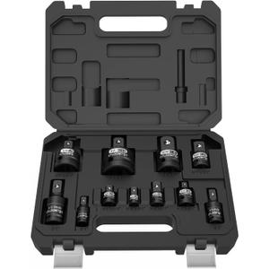 11PCS Impact Socket Adapter Set and Reducer Set & Swivel Socket, 1/4" 3/8" 1/2" 3/4" Drive Sizes with Durable Case for Impact Driver Conversions, 1/4 3/8 1/2 Universal Joint Sockets