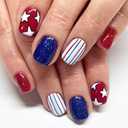2 Packs 48Pcs Independence Day Press on Nails Short Square Fake Nails Stripe Star False Nail Patriotic Flag Patter Full Cover Acrylic Glue on Nail for Women 4th of July Manicure Decoration