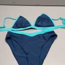 SUUKSESS Women Triangle High Cut Bikini Sets Sexy High Waisted 2 Piece Swimsuit (Medium, 57 Green Blue)