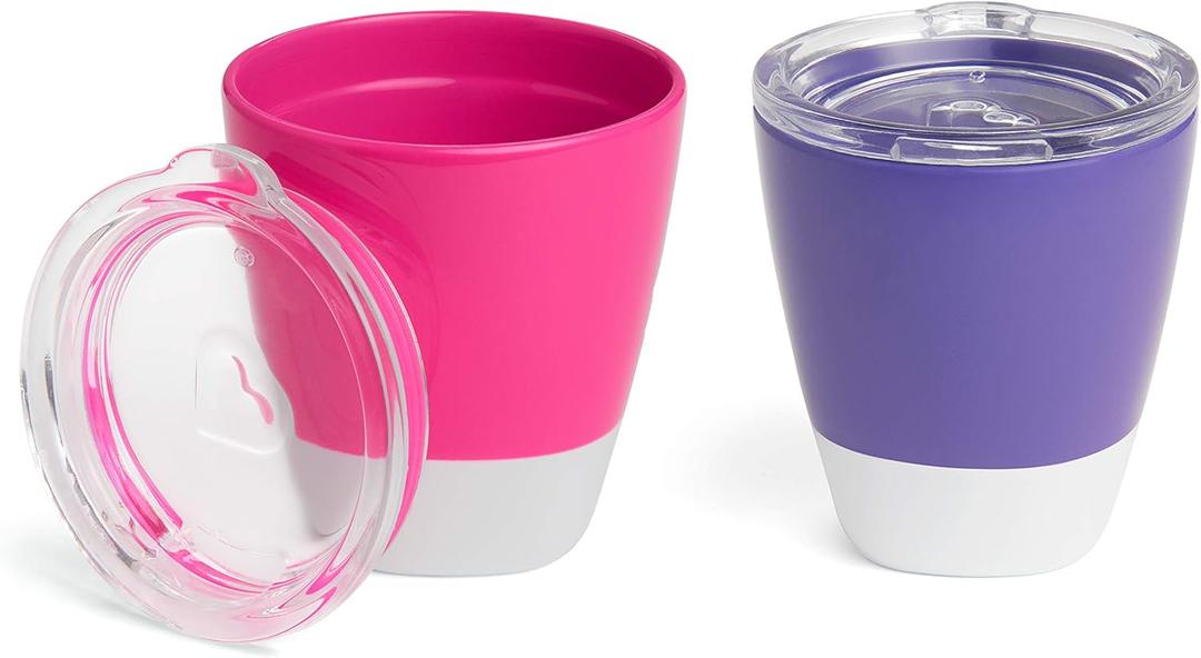 Munchkin Splash Cups & Trainer Lids, 7oz, Purple/Pink
