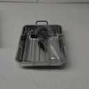 Baderke 5 Pcs Roasting Pan with Rack Set, 10 x 12 Inch Stainless Steel Roasting Pan Set Adjustable V Shaped Turkey Baking Rack for Grilling Dishwasher and Oven Safe