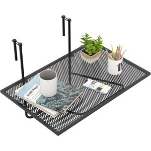 Giantex Balcony Table, Folding Outdoor Side Table for Railings Up to 2.4" Thick, Space-saving Railing Serving Table with Metal Frame