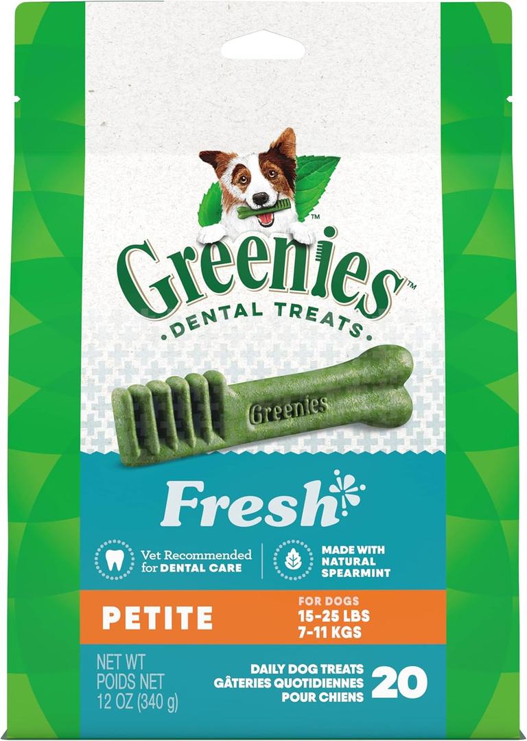 Greenies Petite Dental Dog Treats, Fresh Flavor, 12 oz. Pack (20 Treats) BB 11/24/26