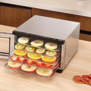 Food Dehydrator Machine - 5 Stainless Steel Trays, Digital Adjustable Timer, 400W, 176F, Temperature Control, Mini Dryer for Jerky, Herb, Meat, Beef, Fruit and Dog Treats, Model 2016SJY, Silver