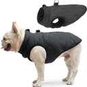 SCENEREAL Winter Dog Vest Coat with Harness Built In, Warm Puppy Jacket for Small Medium Dogs, Cold Weather Coat with Zipper, Fleece Puffer Vest Windproof Snow Clothes (L(Chest 19")-Regular, #1 Black-Matte)