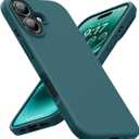 OuXul Designed for iPhone 16 6.1" Case - Slim Liquid Silicone Cover with [Soft Anti-Scratch Microfiber Lining], Shockproof 3-Layer Full Protection (Blackish Green)