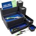 Tool Box Organizer, Tool Drawer Organizer Tray Divider, Toolbox Organization, Garage Tool Organizers and Storage, Tool Box Accessories for Rolling Tool Chest Cabinet (Blue (47PCS))
