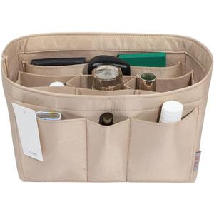 ZTUJO Purse Organizer Insert, Felt Bag Organizer For Handbag Purse Organizer,13 Colors, 6 Size (Large, Silky Beige)