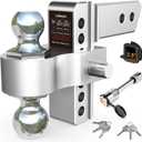 Drop Hitch 2.5 Inch Receiver, Vullteeon 6 Inch Adjustable Trailer Hitch Ball Mount, 18,500 LBS GTW, (2" & 2-5/16") Chrome Plated Steels Balls, Class 5 Aluminum Tow Hitches, 2 Anti-Theft Pins Locks