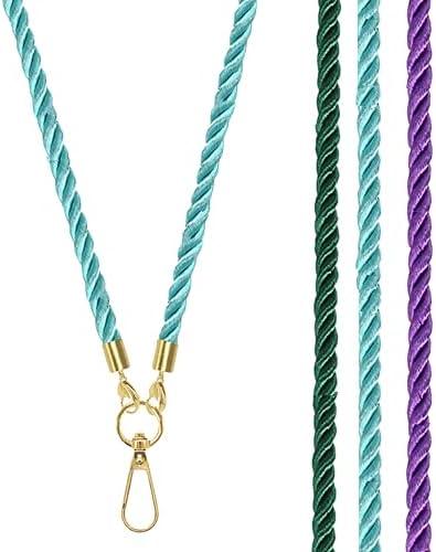 AUWESLS 9Pcs Soft Cotton Badge Lanyards for Women Teacher Lanyards for ID Badges for Women Cute Elastic Glasses Key Lanyard for Women Men Lanyard for Keys Include 6x Eyeglass Cords Pack of 3