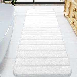LOCHAS Long Bathroom Rugs Runner, 24" x 60" Large Bath Rug Non Slip Washable, Absorbent Microfiber Bath Mat Luxury Soft, Cozy Bathroom Runner Rug for Shower Quick Dry, White