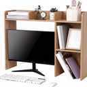 Briwooody Dorm Desk Bookshelf Desk Hutch Organizer with 5 Shelves and 3 Tier Desktop Hutch Storage Organizer for College Dorm Home Office Supply, 32.5 x 23.5 x 8 Inch(Natural)