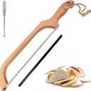 Bread Slicer for Homemade Bread,16" Wooden Sourdough Bread knife with Bow Design,Premium Stainless Steel Serrated Saw Bread cutter for Bagels, Baguettes and More