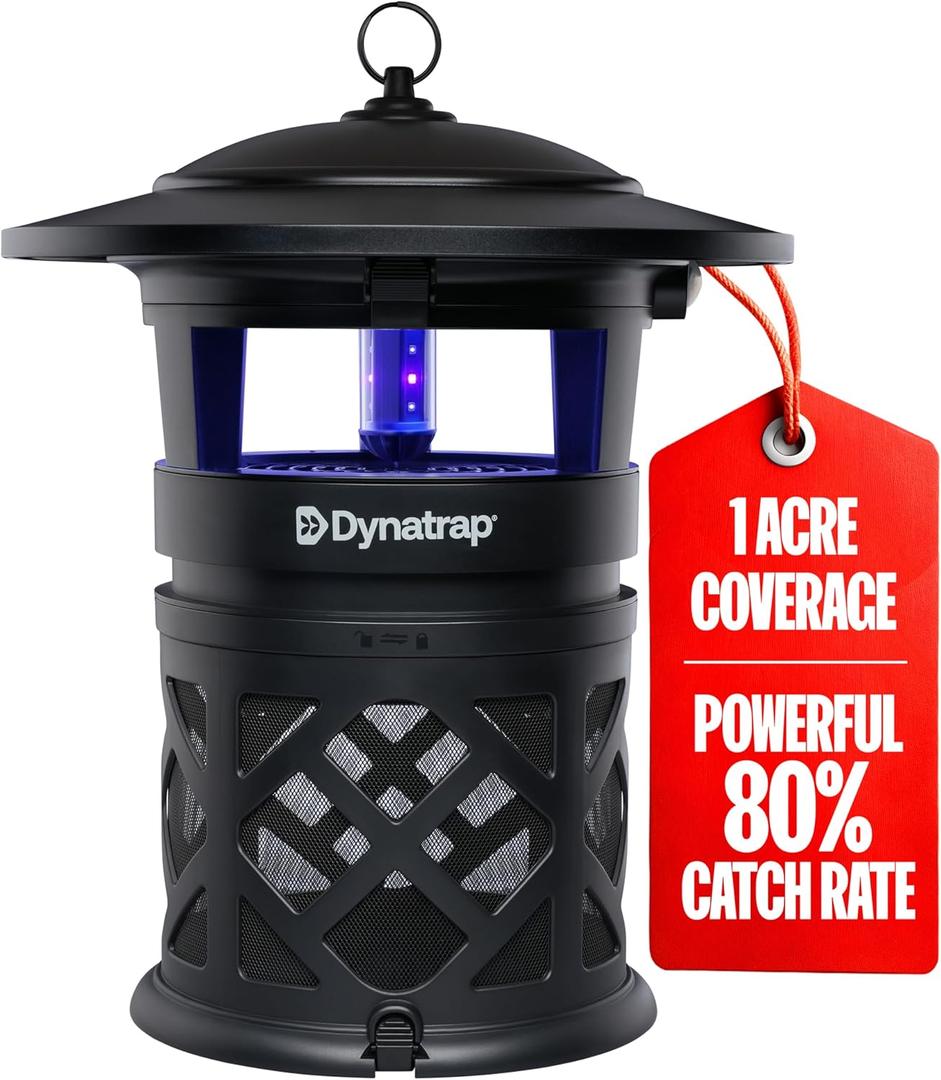 Dynatrap DT2030SR Fly Traps Outdoor - Mosquito & Flying for 1 Acre – Kills Mosquitoes, Flies, Gnats, Wasps - Bug Zapper Alternative - Black