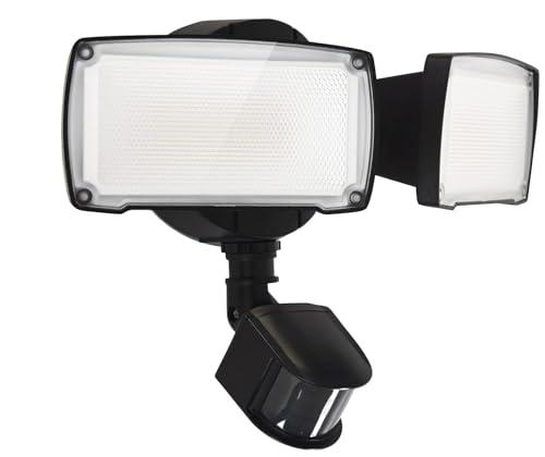 UME 19W LED Flood Light Motion Sensor Outdoor, 2 Adjustable Head, 2000LM, 5000K, IP65 Waterproof, Dusk to Dawn Security Light with Photocell for Exterior,Outside,Garage,House(Black)