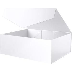 19.2x15.8x7 Inches, Extra Large Gift Box with Lid, Bridesmaid Proposal Box with Magnetic Closure, Giant Gift Box for Clothes and Large Gifts (Glossy White)