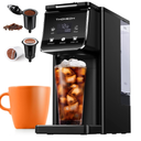K Cup Coffee Maker With Bold Setting, Single Serve Hot & Iced Coffee Maker for KCup and Grounds, 52 Oz Removable Water Tank, 6 to 14oz Brew Size, Pod Coffee Machine With Reusable Filter,(Black)