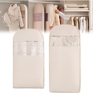 Space Saving Hanging Garment Bag with Self Compression Zipper 2 Pcs