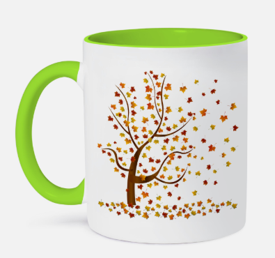 Tree With Circle Leaves, 11oz Two-Tone Green Mug