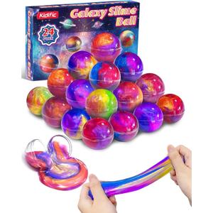 24 Pack Galaxy Slime Party Favors, Non-Sticky, Stress Relief Treasure Box Toys for Classroom Prizes Party Supplies, Student Gifts Birthday Goodie Bags Stuffers for Kids Teens Boys Girls 4-8, 8-12