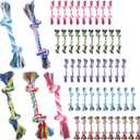 Qianyu 50 PCS Puppy Chew Toy Knot Rope Dog Toys Dental Dog Teething Chew Ropes Multi Color Cotton Interactive Toys Chewers Supplies for Small and Medium Dogs Pet Boredom