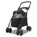 Foldable Pet Stroller, Dog Stroller for Medium Dog 20+ lbs, 4 Wheels Cats Stroller for 2 Cats with Cup Holder and Breathable Mesh Windows, Easy Assembly, 20-66 lbs Weight Capacity (Black)