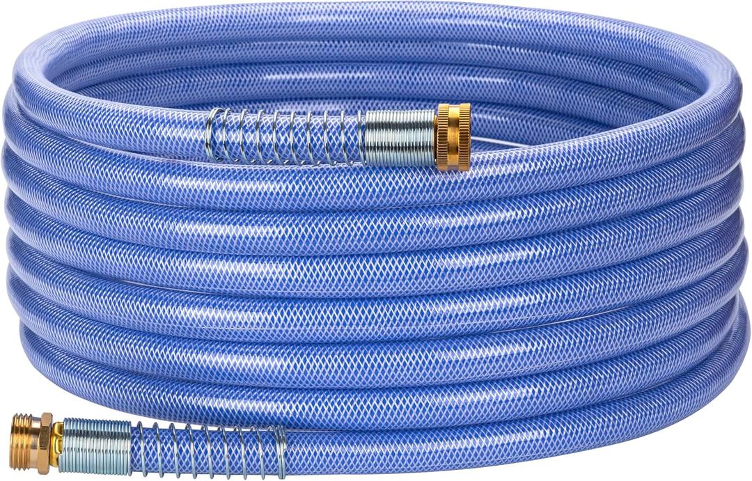 DAVCO Garden Hose 25 ft, Drinking Water Safe, Flexible and Lightweight - Kink Free, Easy to Coil, Strain Relief Ends, 3/4" Solid Brass Fittings - No Leak, 5/8" ID, RV Water Hose