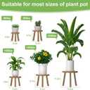 5-Pack Wood Plant Stands Indoor, Single Plant Stand for 6-12 Inch Pots, Mid-Century Modern Plant Stool, Tall Plant Stand for Large Plants for Living Room, Balcony, Office (Light Brown)