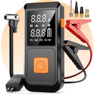 GOLDFOREST 4000A Jump Starter with Air Compressor, Portable Car Battery Jumper Starter (10L Gas/8L Diesel), 150PSI Jump Box with Auto-Shutoff Tire Inflator, LED Light, Power Bank - Car Emergency Kit