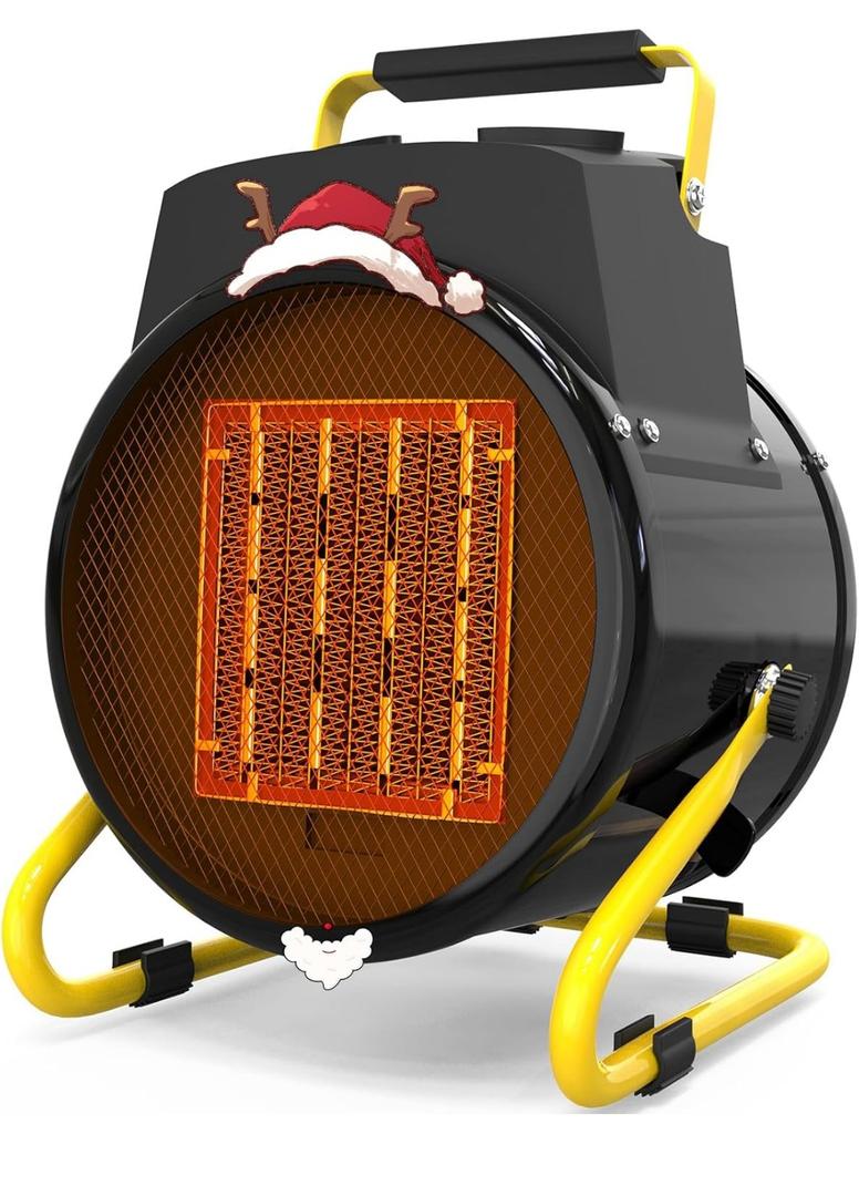 Buyplus Outdoor Heaters for Patio, 1500W Portable Garage Heater with Overheat Protection & 3S Fast Heating, Non-Slip Cushion, Electric Space Heater for Patio, Garage, Bedroom, Office, Black