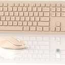 Wireless Keyboard Mouse Combo - 2.4Ghz Office Quiet Keyboard and Mouse Wireless - 104 Keys Full Size Ergonomic Key Board for Laptop, Computer, PC, Notebook (Full Size Khaki)