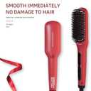 Megawise Pro Ceramic Ionic Hair Straightener Brush Fast 20s Heating, Anti-Scald, Auto-Off, Dual Voltage, Rotatable Power Cord Home Salon Styling Straightener (Tomato Red)