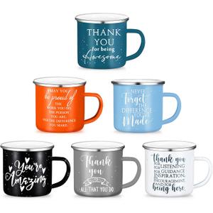 Sieral 6 Pcs Employee Appreciation Gifts Bulk Thank You Mugs 12 oz Inspirational Enamel Coffee Mugs Appreciation Gift for Graduation Nurse Teacher Volunteer Coworker Team Office Staff