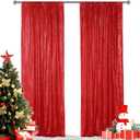 Hahuho Red Sequin Backdrop Curtain, 2PCS 2FTx8FT Glitter Backdrop Curtain for Parties, Christmas, Wedding, Party Decoration, 2 Panels, 2FT x 8FT, Red
