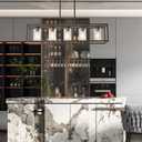 XILICON Oil Rubbed Bronze Farmhouse Chandelier Dining Room Lighting Fixture Hanging 5 Light Kitchen Island Lighting with Glass Shade for Dining Room