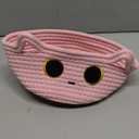 Small Storage Cat Basket, Pinks Cotton Rope Woven Basket for Nursery With Ears Toy Organizer Baskets for Gift, Cat Dog Bin Toys 8.54.5 inches