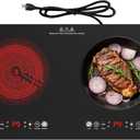 Electric Cooktop, 24 Inch 2 Burner Cooktop 110V, Built-in and Countertop Stove Top Plug in, 2400W Electric Stove, Compatible for All Cookware,Timer & Kid Safety Lock