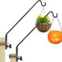 2 Packs Extended Fence Deck Heavy Duty Bird Feeder Hook, 360 Degree Rotary and Length Adjustable Plant Bracket for Bird Feeders Planters Suet Baskets Lanterns Wind Chimes and More