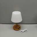 Outdoor Battery Operated Table Lamp, IP54 Waterproof Shower Lamp, 4000mAh Rechargeable Cordless Lamp, 3 Color Temperatures Dimmable, Small Touch Table Lamp for Bedroom, Patio, Camping, Restaurant (Wood Grain)