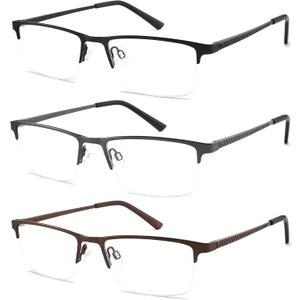 3 pack mens reading glasses anti blue light half frame readers,fashionable mens anti fatigue/UV readers